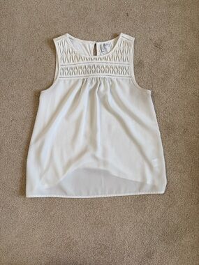 Elle Ivory Sleeveless Embroidered Tank